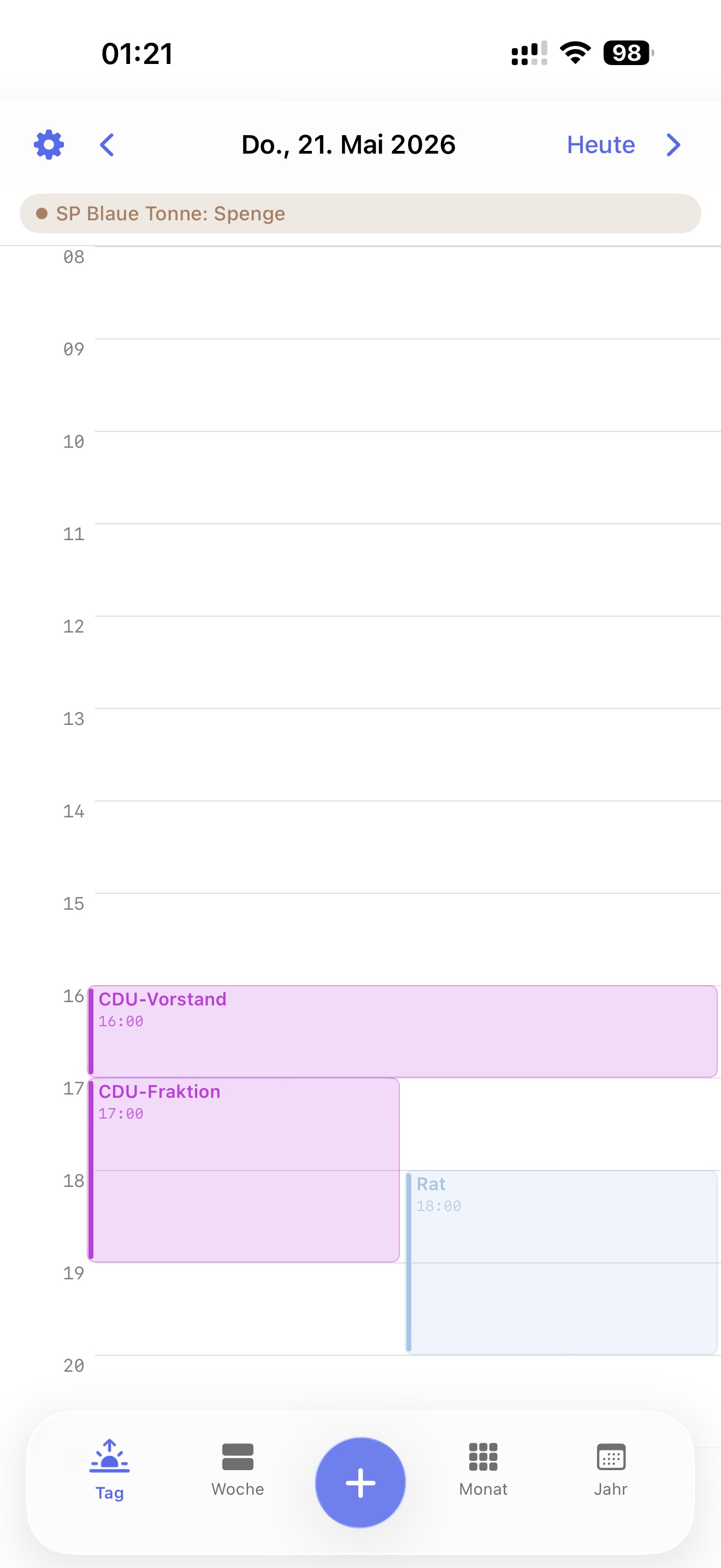 Tagesansicht in Weeknor