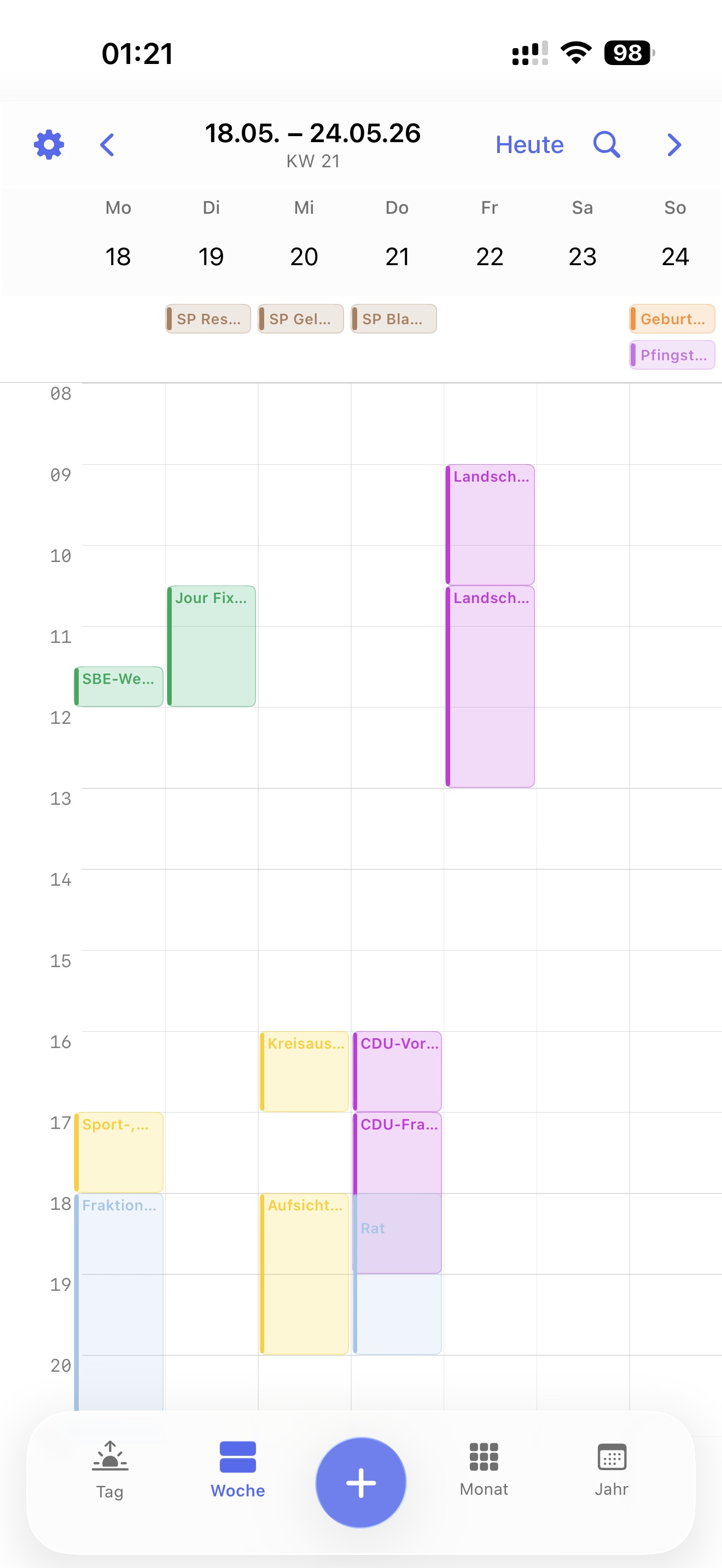 Wochenansicht in Weeknor